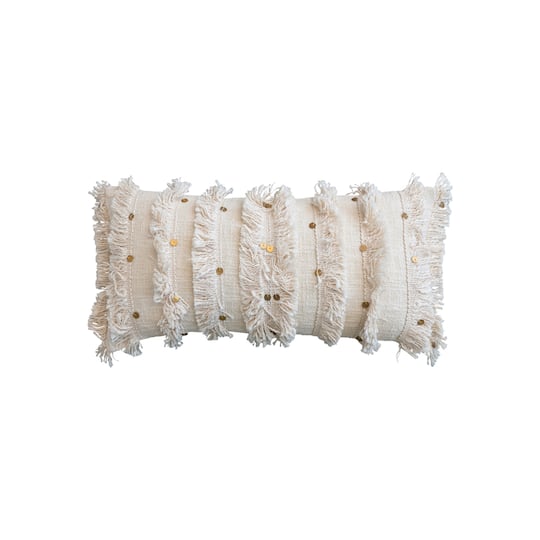 Hello Honey® 24" x 12" Cream Hand-Embroidered Moroccan Wedding Blanket-Style Lumbar Pillow